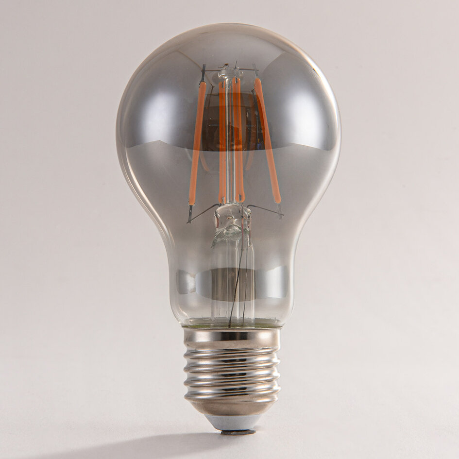 E27 ściemnialna lampa LED z żarnikiem, Ø60mm, 8,5W, przydymione szkło