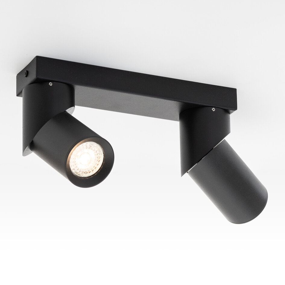 Industrialna czarna lampa sufitowa z 2 reflektorami - Libby