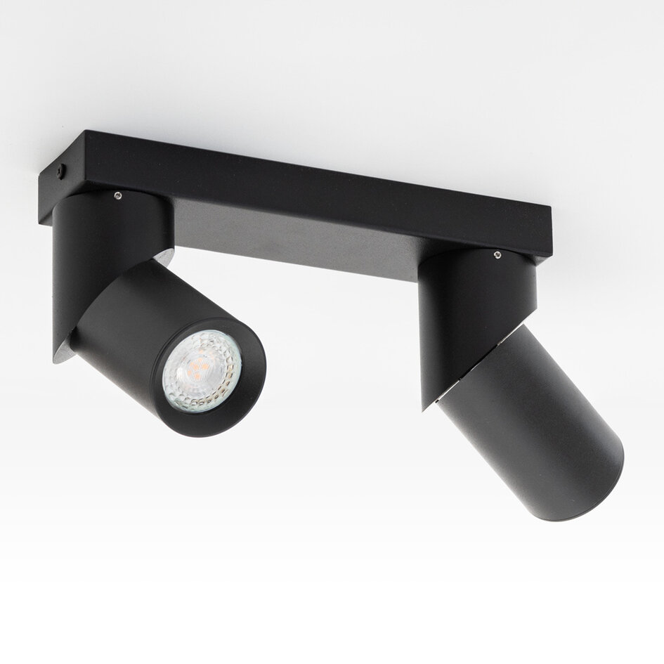 Industrialna czarna lampa sufitowa z 2 reflektorami - Libby