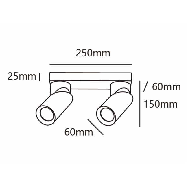 Industrialna czarna lampa sufitowa z 2 reflektorami - Libby
