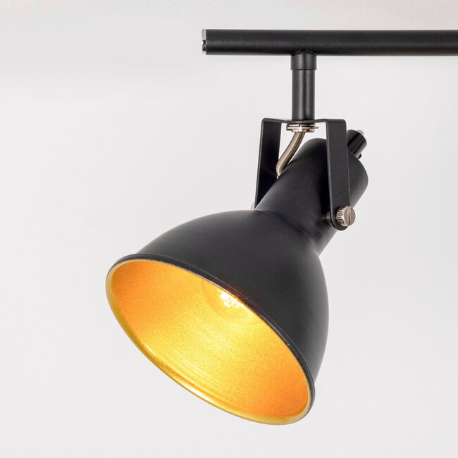 Designowy reflektor sufitowy czarny ze złotym 3 światła - Alexis