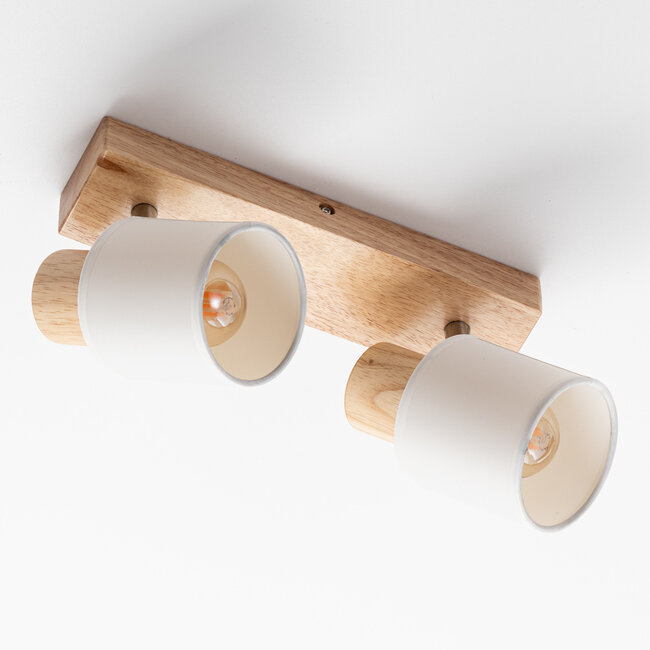 Drewniana lampa sufitowa z 2 reflektorami - Vicky