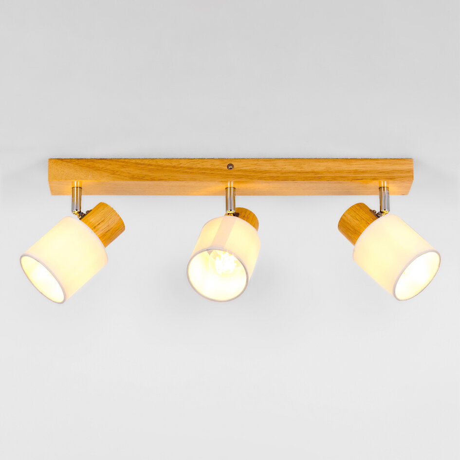 Drewniana lampa sufitowa z 3 reflektorami - Victoria