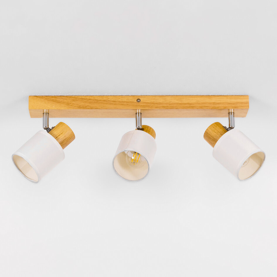 Drewniana lampa sufitowa z 3 reflektorami - Victoria