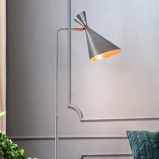 Industrialna lampa podłogowa Georgia - antyczne srebro z miedzią