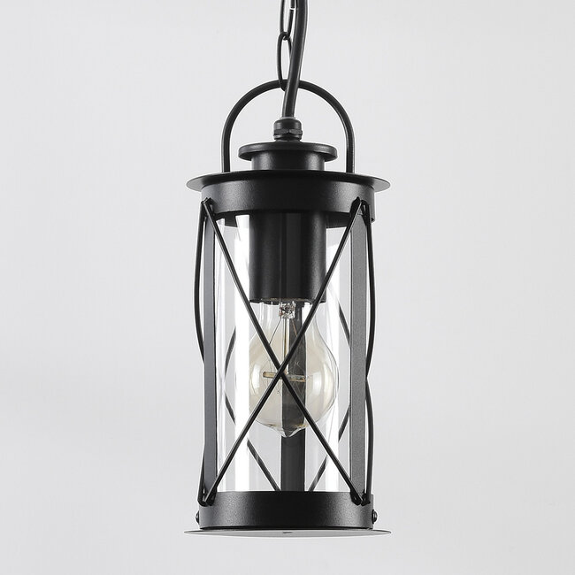 Industrialna lampa wisząca zewnętrzna Jayce - czarna
