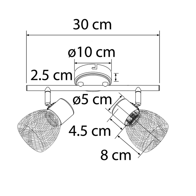 Nowoczesna lampa sufitowa z 2 reflektorami - Meshki