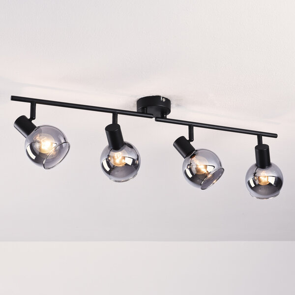 Lampa sufitowa ze szkłem przydymionym i efektem lustra, 4 światła - Florida