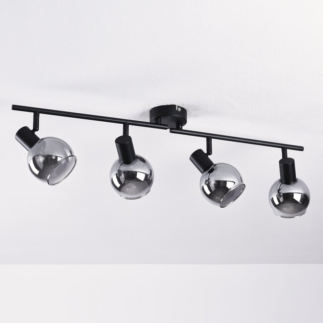 Lampa sufitowa ze szkłem przydymionym i efektem lustra, 4 światła - Florida