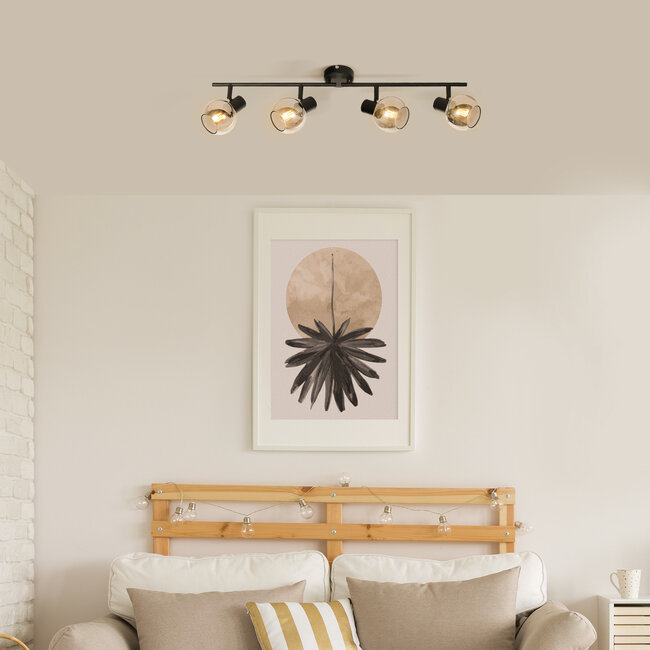 Lampa sufitowa ze szkłem przydymionym i efektem lustra, 4 światła - Florida