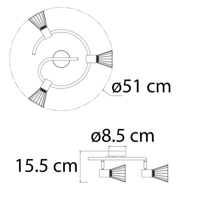 Przemysłowy mosiężny reflektor sufitowy, 3 światła - Oregon
