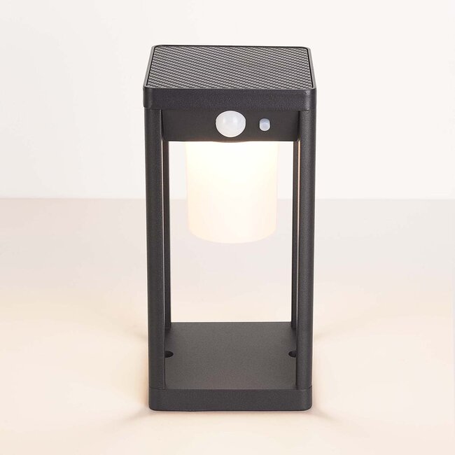 Nowoczesna solarna lampa stojąca czarna z czujnikiem - Sparky