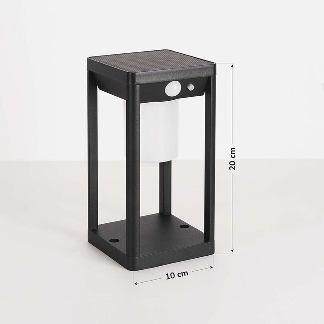 Nowoczesna solarna lampa stojąca czarna z czujnikiem - Sparky