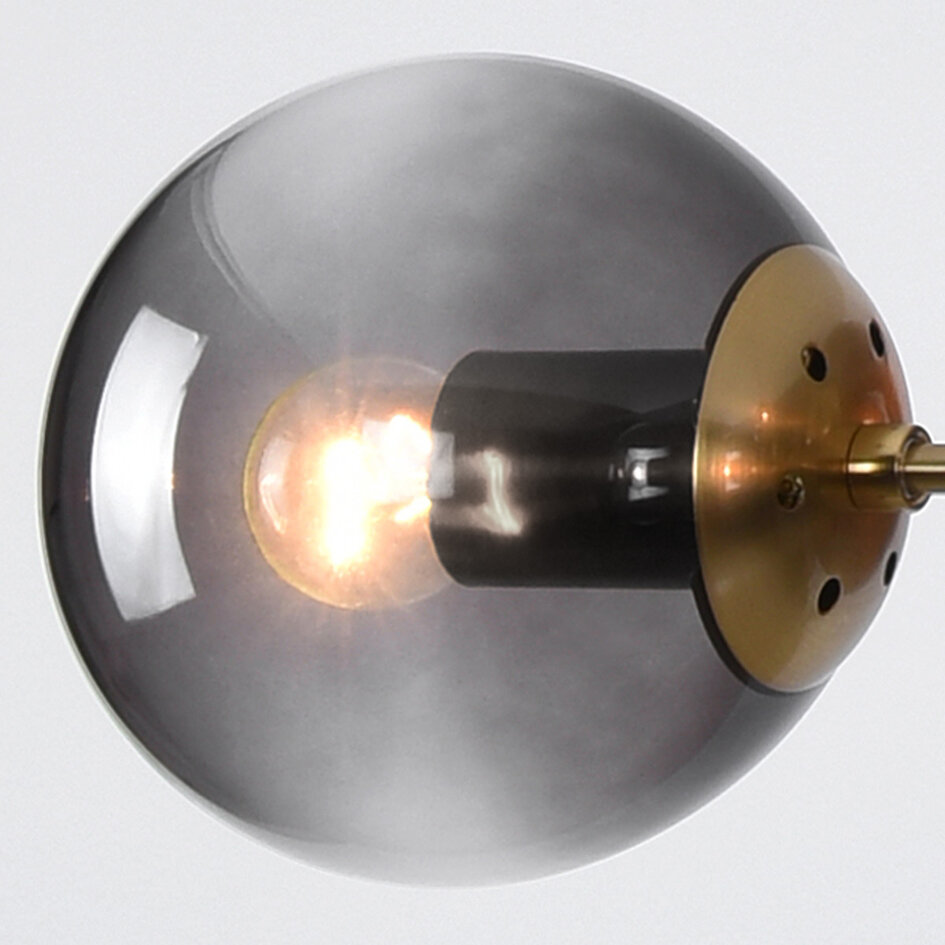 Designerska lampa wisząca Sette ze szklanymi kulami ze szkła dymionego