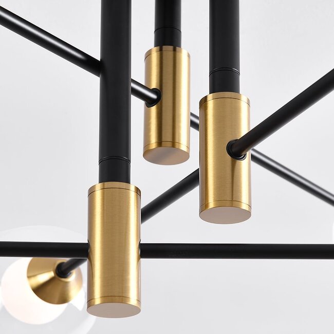 Designowa lampa sufitowa czarna ze złotem, 6 światła - Aura