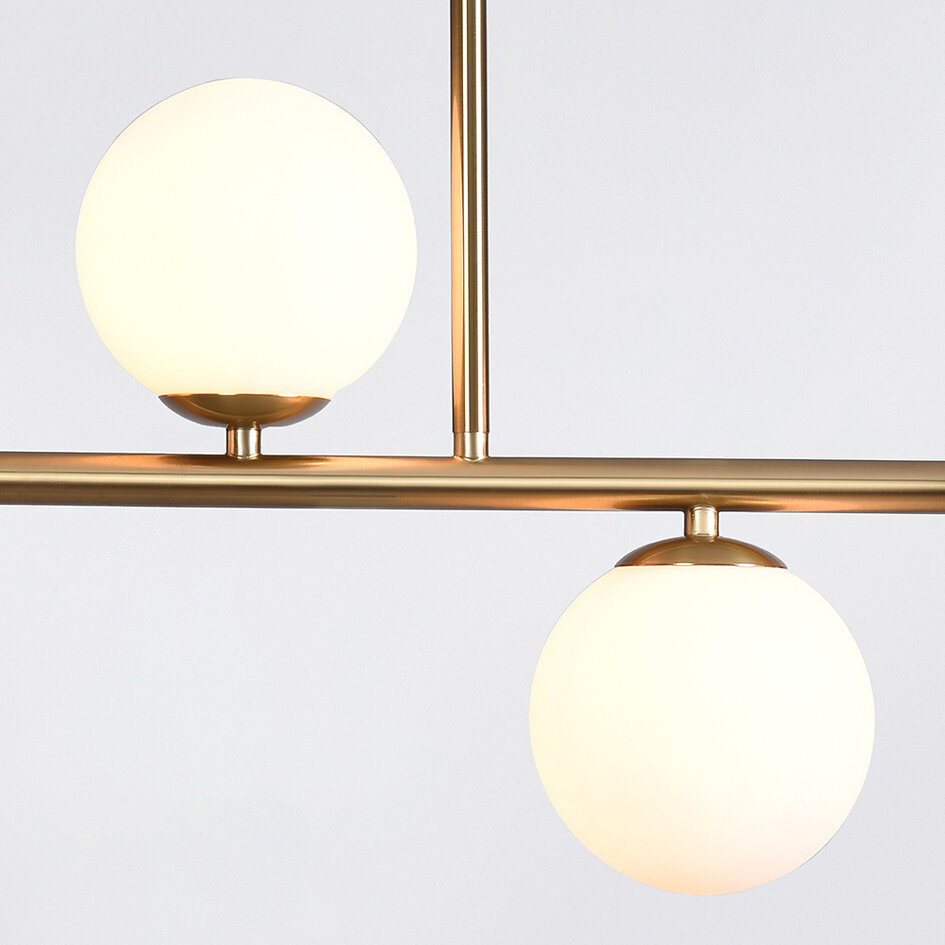 Designowa lampa sufitowa w kolorze złotym z mlecznobiałym szkłem, 4-światłowa  Asun