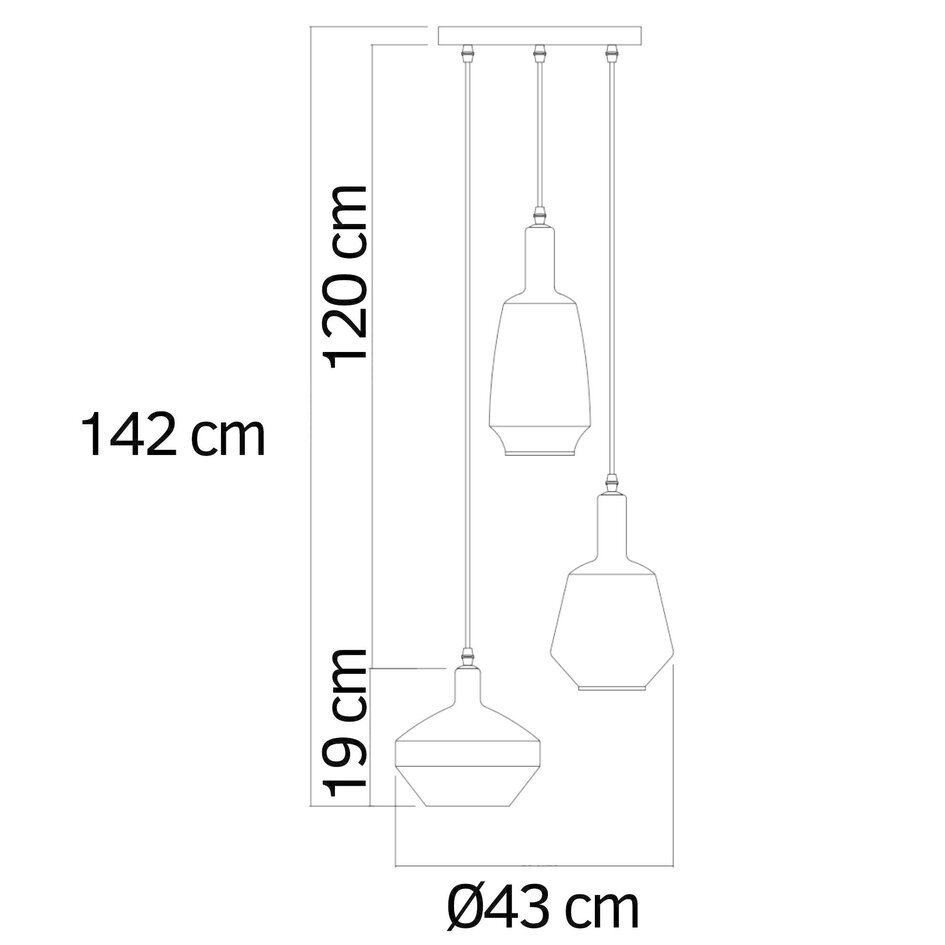 Designerska lampa wisząca ze szkła bursztynowego, 3 światła - Mala