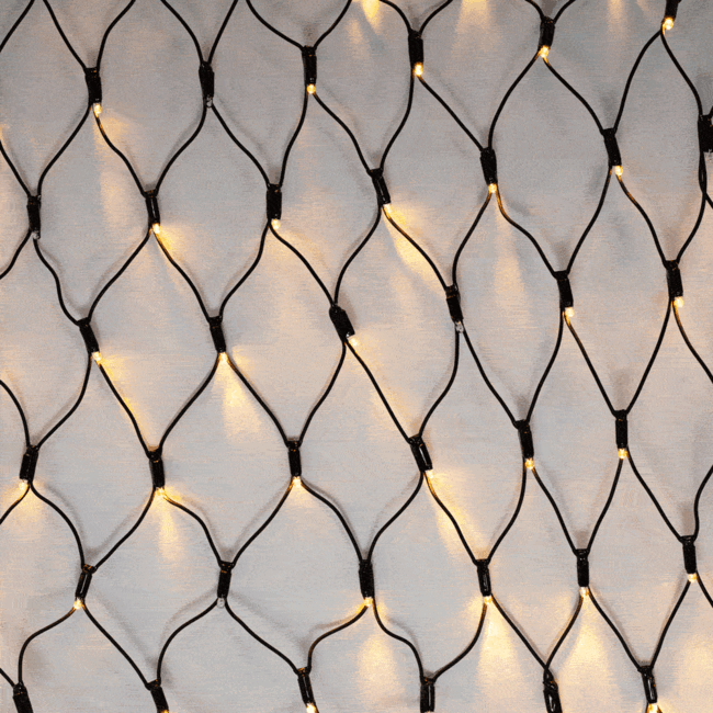 Modułowe lampki siatkowe | od 2 m² | 200 diod LED | ciepła biel z efektem migotania | guma