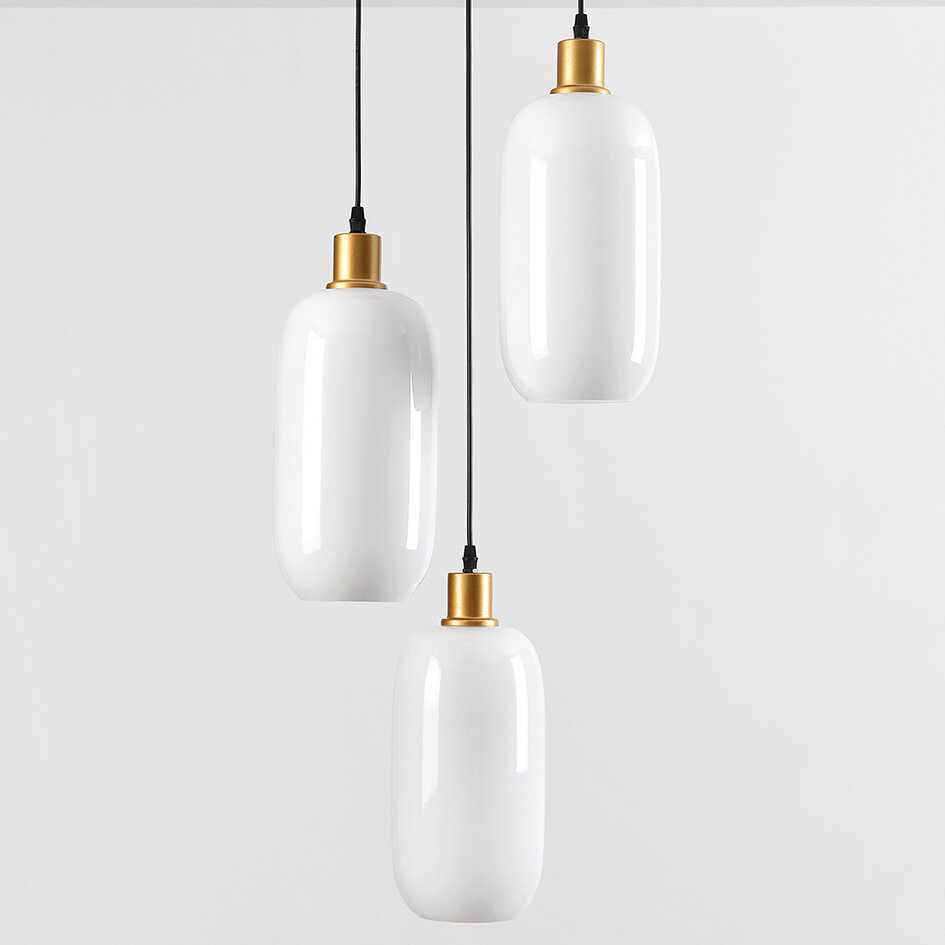 Lampa wisząca z mlecznobiałym szkłem - Laura