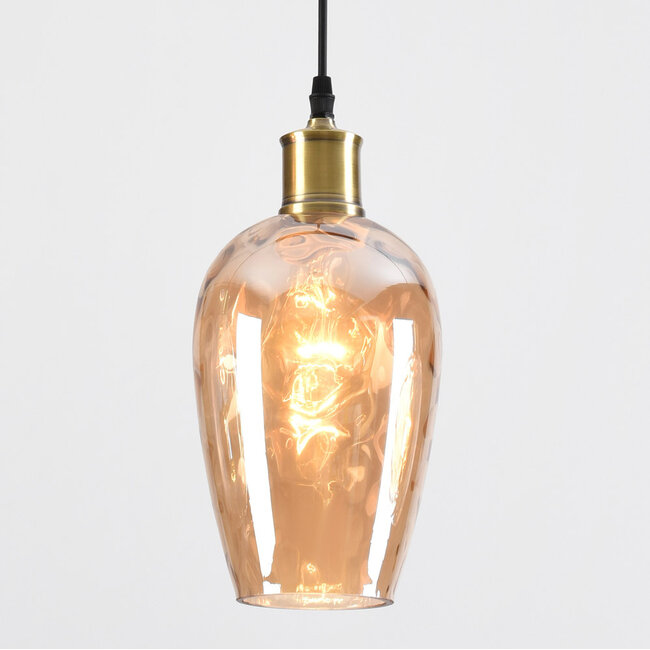 Lampa wisząca ze szkła bursztynowego z wypukłym detalem - Vanessa