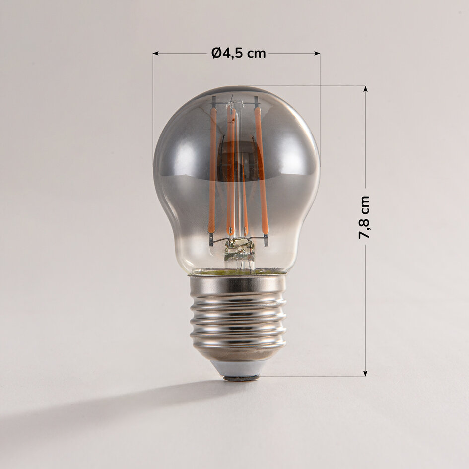 Lampa LED E27, Ø45mm, 4.5W, 1800 K, przydymione szkło, 3-stopniowo ściemnialne