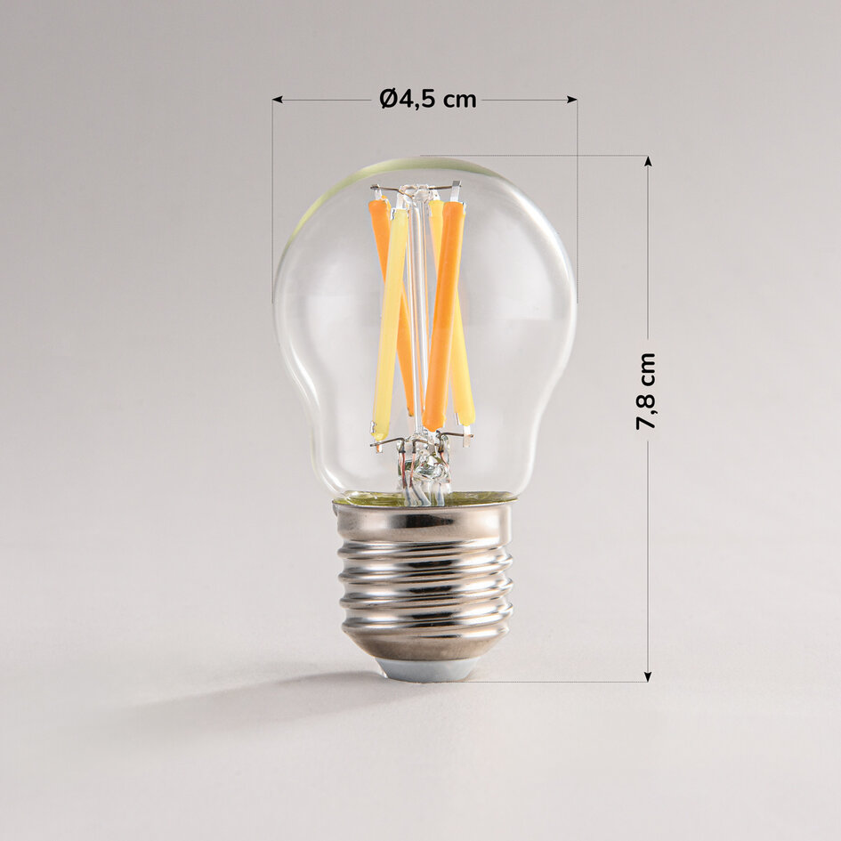 Inteligentna lampa LED E27 sterowana przez aplikację Tuya, Ø45 mm, 4,9W, 2700-6500K, Dim-to-warm
