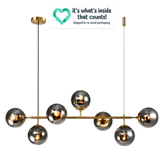 2e kans: Designerska lampa wisząca Hepta ze szkłem dymionym z efektem lustra