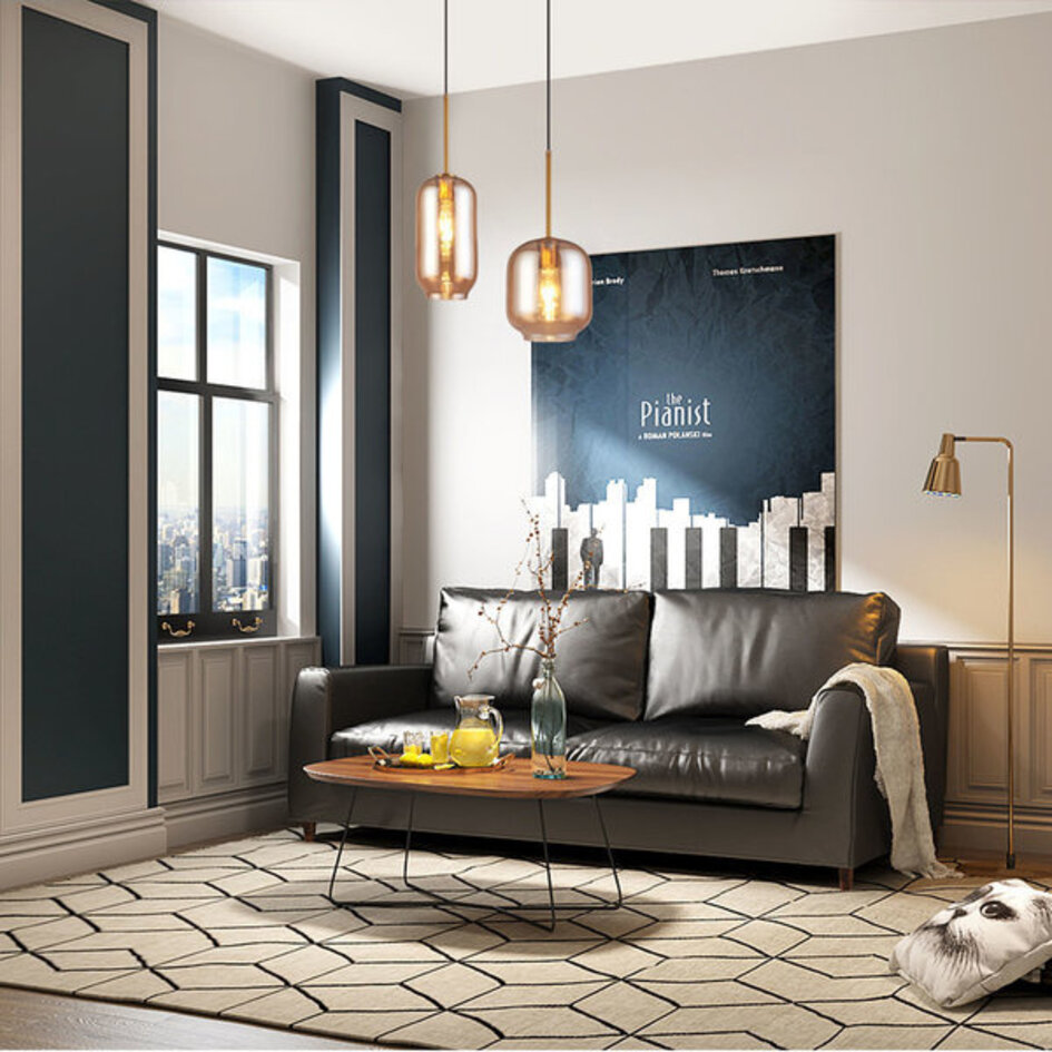 Produkt outletowy: Lampa wisząca Venice ze szkłem bursztynowym