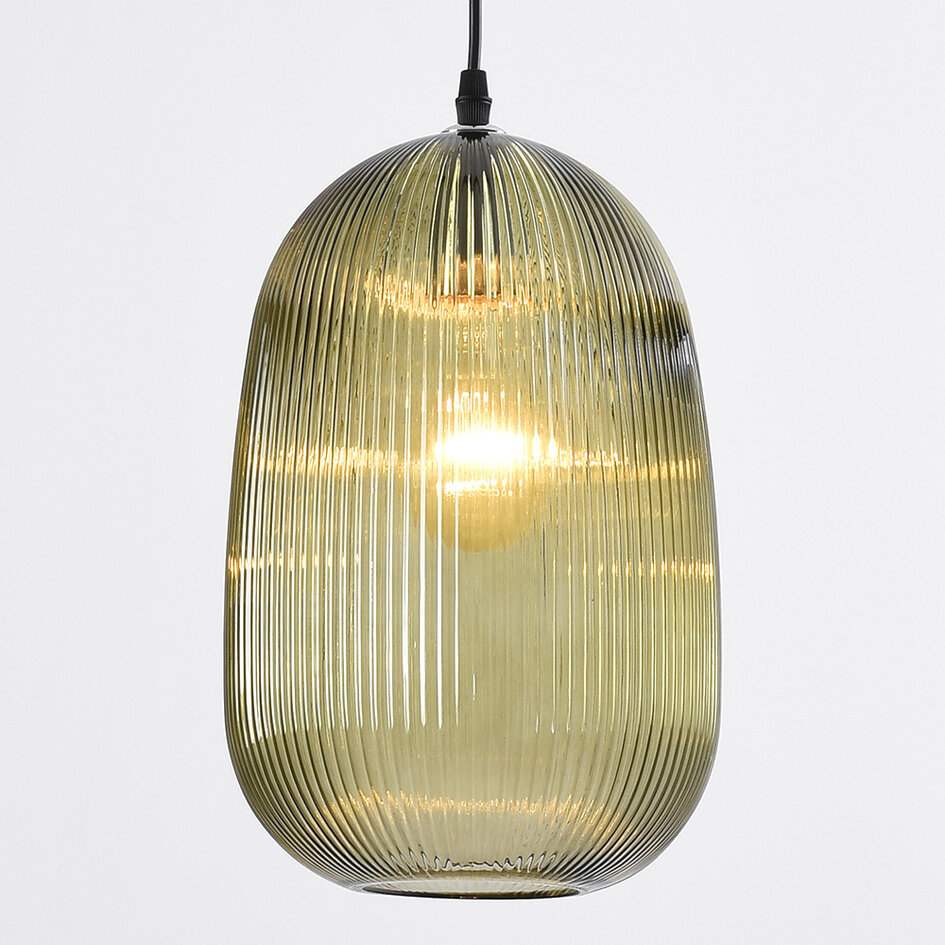 Lampa wisząca Elisa ze szkła ryflowanego, 3 światła