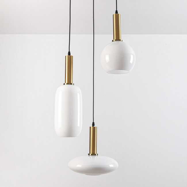 Lampa wisząca Dennis z mlecznobiałym szkłem, 3 światła