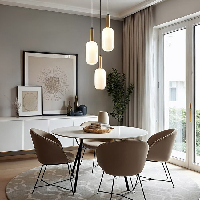 Lampa wisząca Dayley z mlecznobiałym szkłem, 3 światła