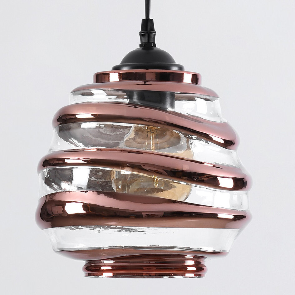 Lampa wisząca z falistym szkłem i brązowymi detalami - Mace