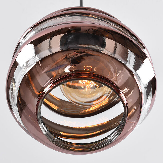 Lampa wisząca z falistym szkłem i brązowymi detalami - Mace