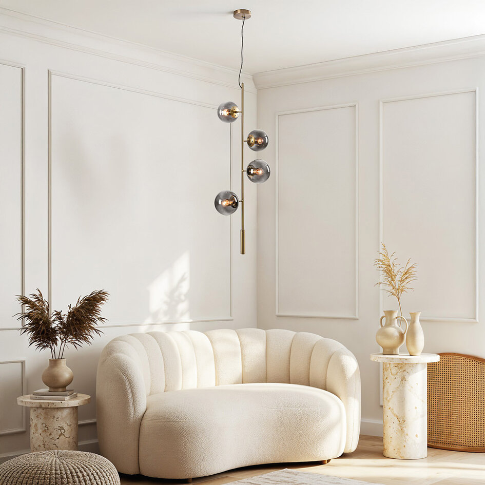Design lampa wisząca ze szkłem przydymionym 4 światła - Ferron