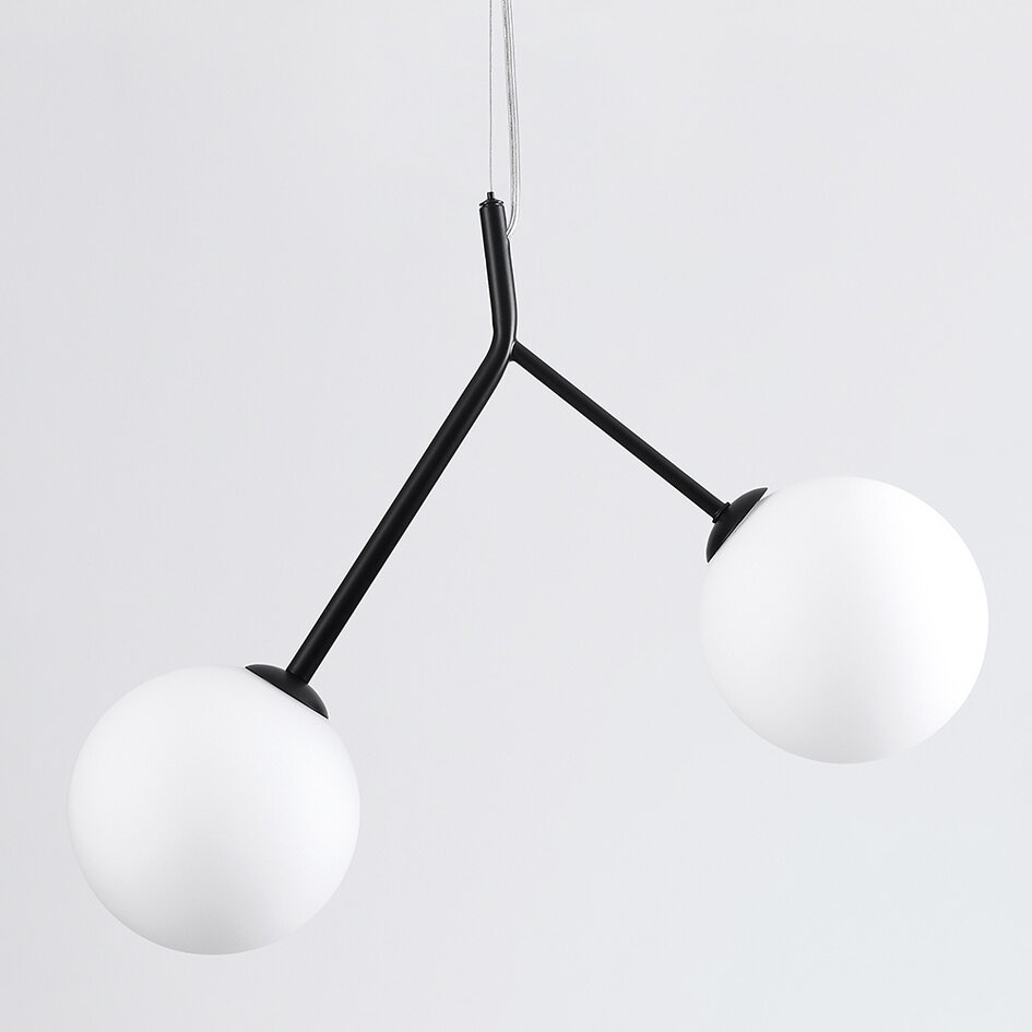 Asymetryczna lampa wisząca Dexter 2-światło - mlecznobiałe szkło
