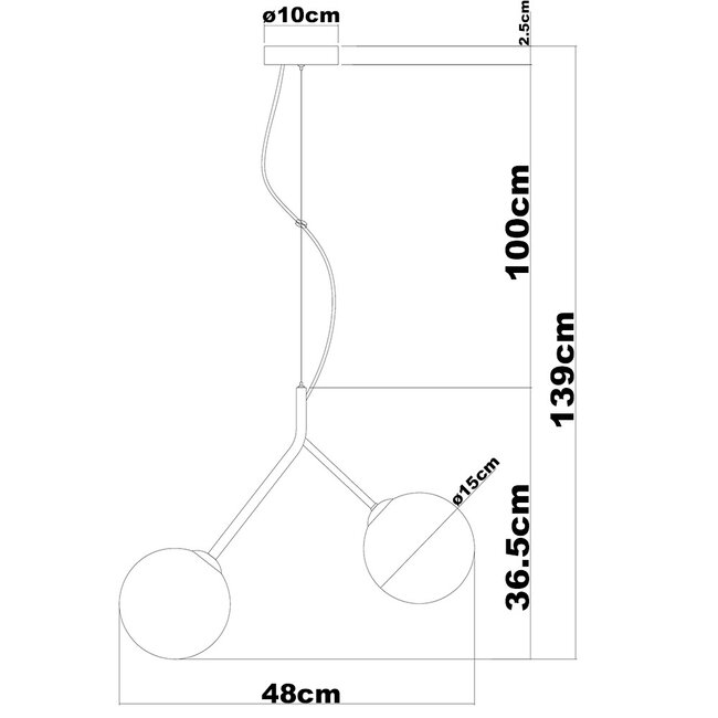 Asymetryczna lampa wisząca Dexter 2-światło - mlecznobiałe szkło