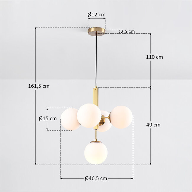 Nowoczesna lampa wisząca Kenji, 5 światła