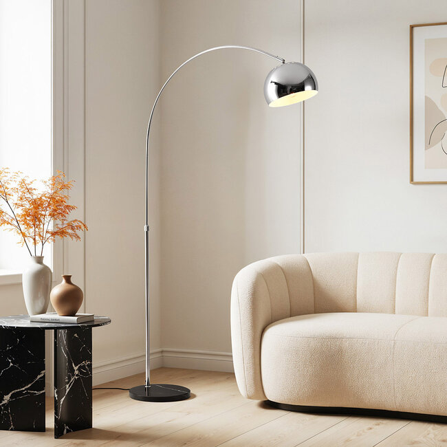 Gięta lampa stojąca Bowie - chrom