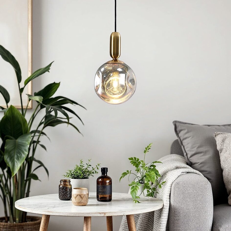 Lampa wisząca z 1 światłem Lewis z falistym szkłem