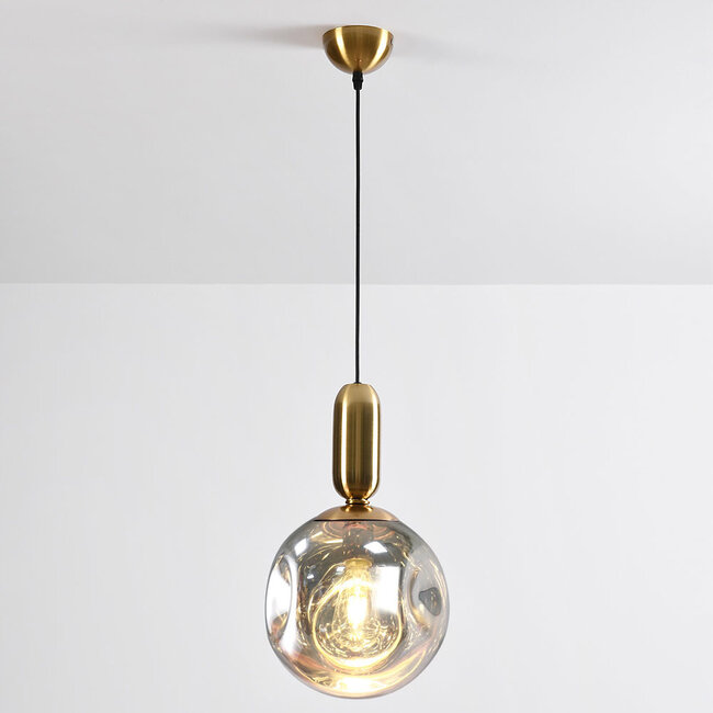 Lampa wisząca z 1 światłem Lewis z falistym szkłem