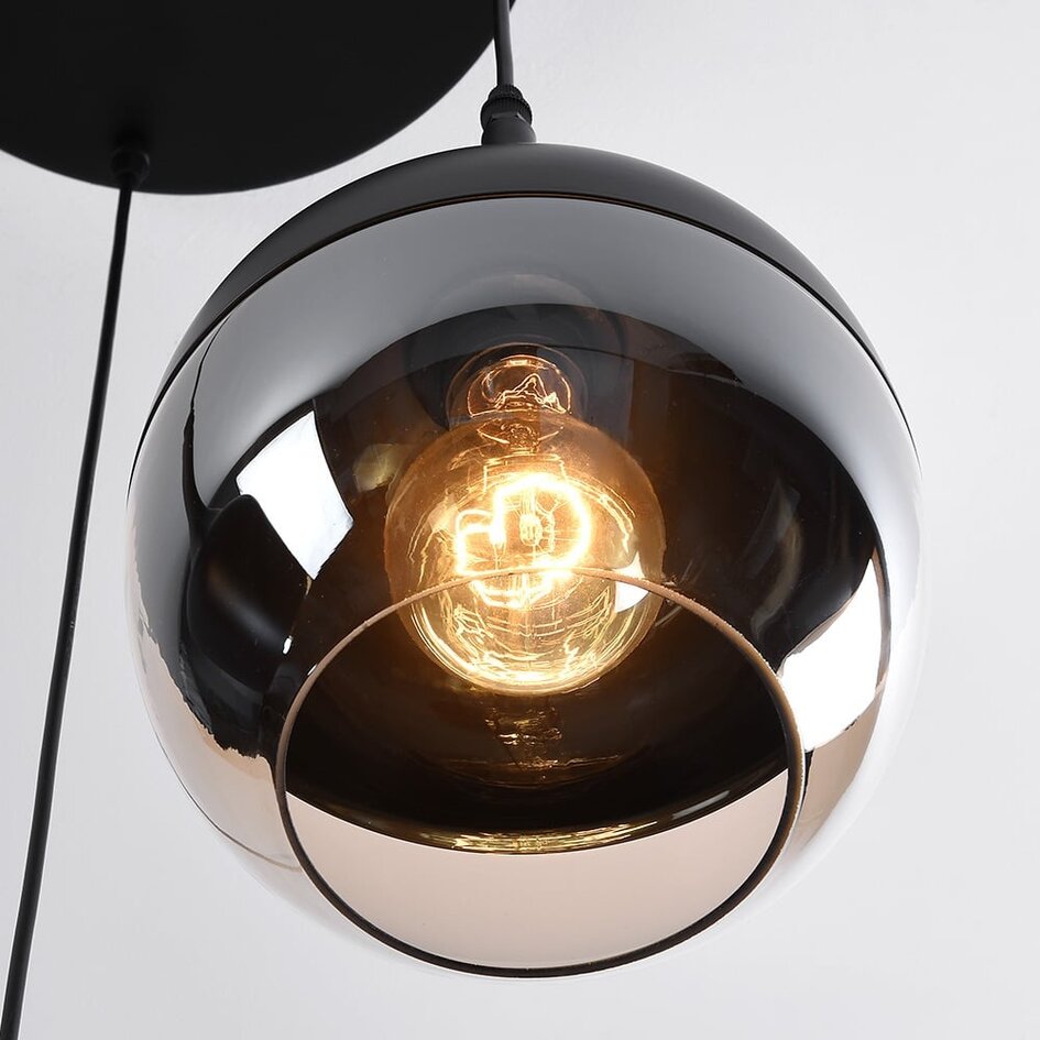 Lampa wisząca Victor ze szkłem bursztynowym i czarnymi detalami