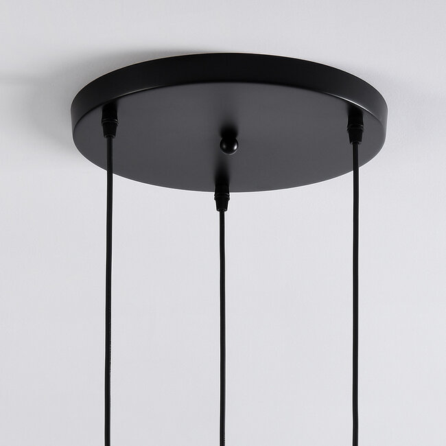 Lampa wisząca Victor ze szkłem bursztynowym i czarnymi detalami