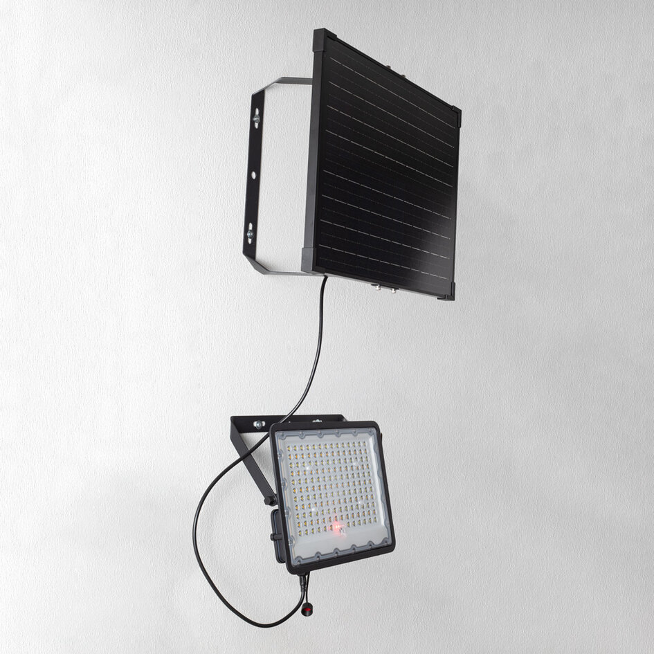 Czarna solarna kinkiet zewnętrzna Rafail z czujnikiem – 200 W