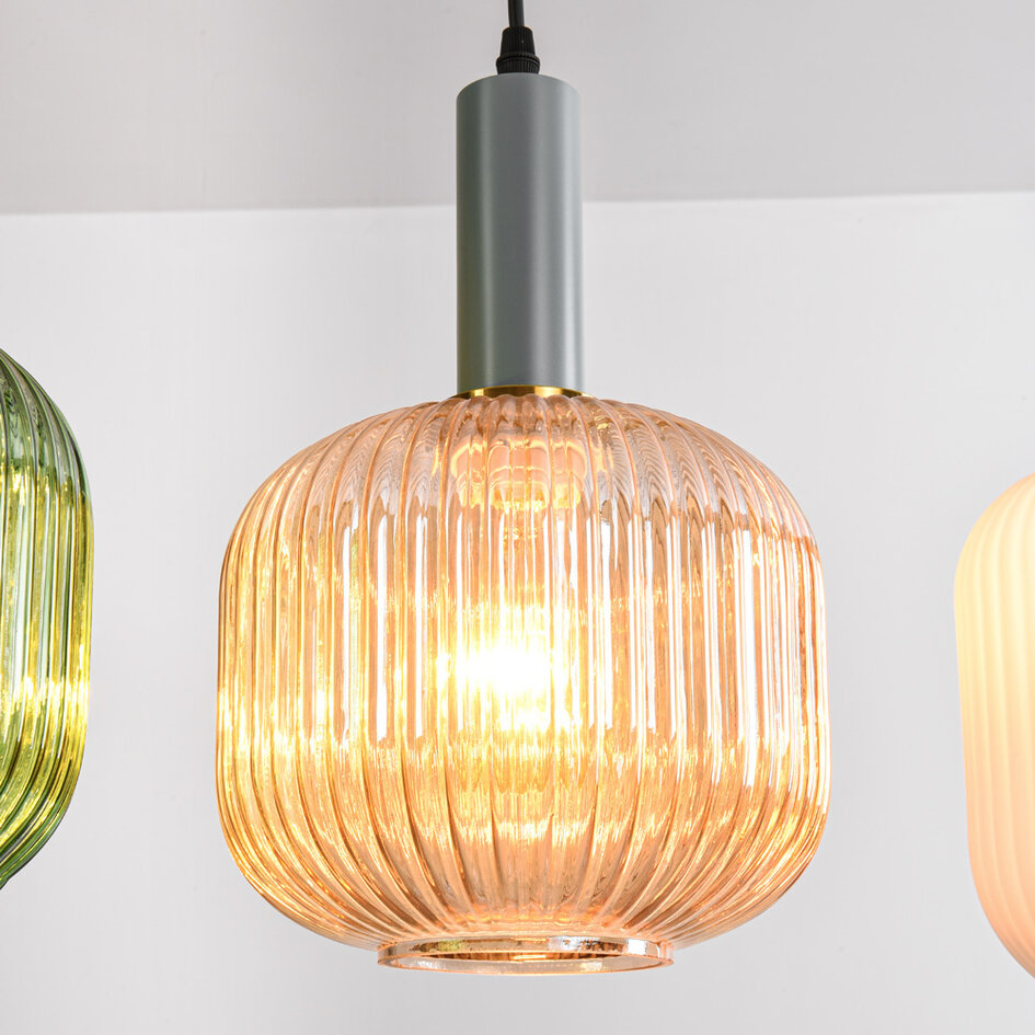 Lampa wisząca z czterema kolorami żebrowanego szkła - Aeneas