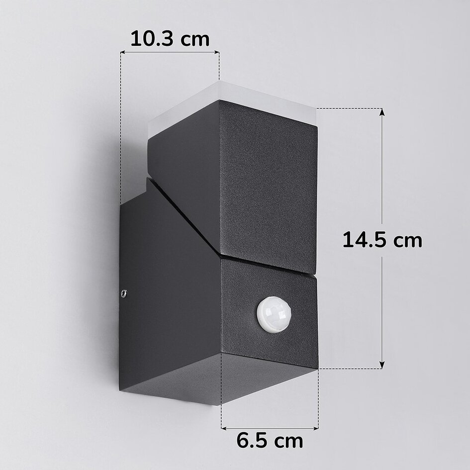 Regulowany kinkiet zewnętrzny Mila z czujnikiem - czarny