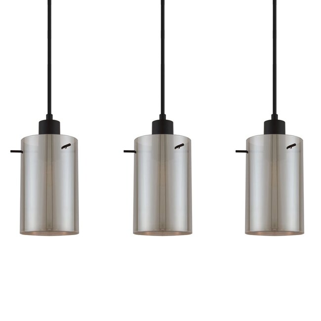 Czarny mat lampa wisząca ze szkłem dymionym szarym 5-światło Texas