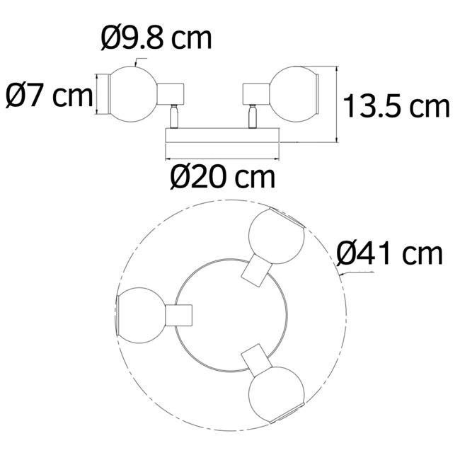 Czarny mat z piaskowym złotem reflektor sufitowy i bursztynowe szkło 3 światła - Oakland