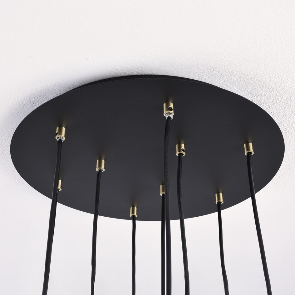 Design czarny mat i piaskowo-złota lampa wisząca 9-światło - Hialeah