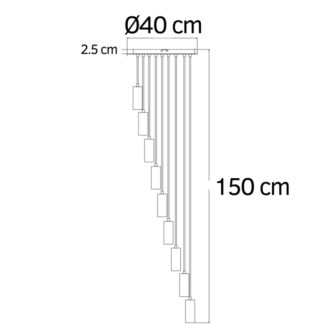 Design czarny mat i piaskowo-złota lampa wisząca 9-światło - Hialeah