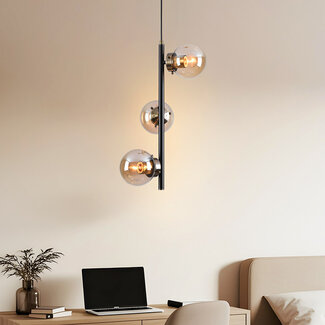 Design czarna lampa wisząca 3 światła - Lori